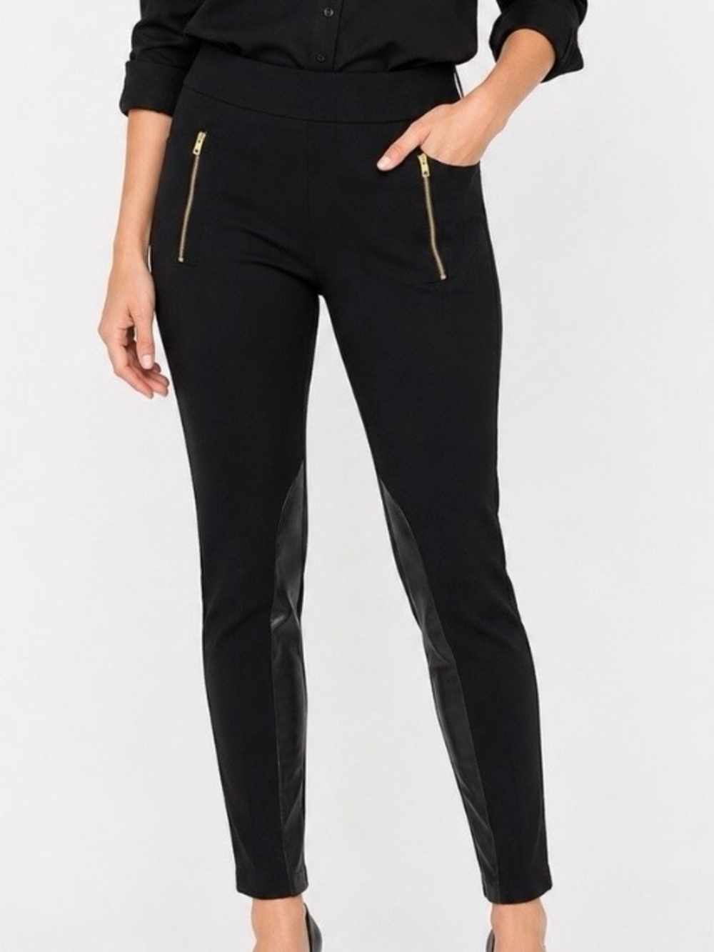 rag & bone Lamb Leather Panel Skinny Moto Pants
